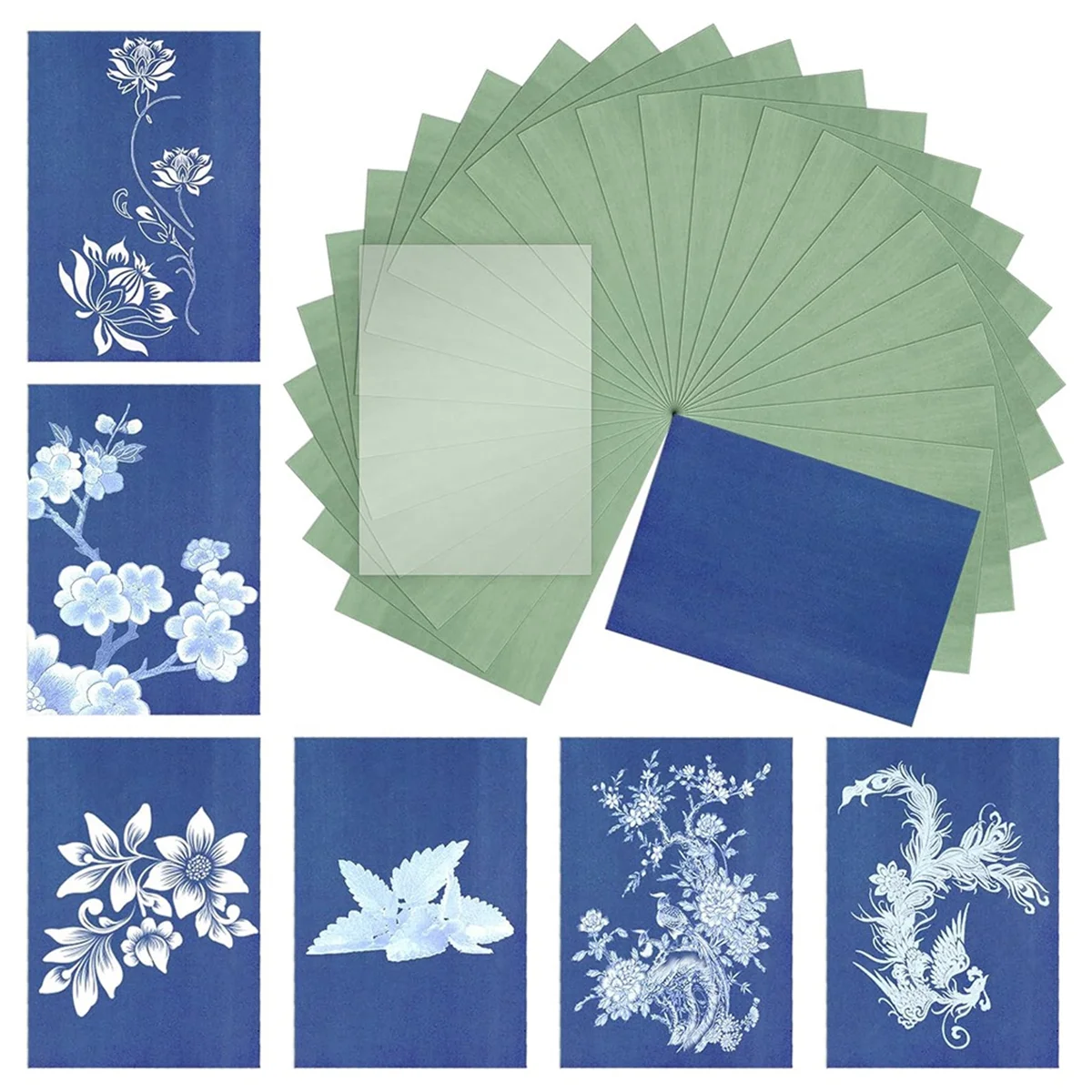 

ABJG-Cyanotype Paper Kit, 24 Pcs Sun Print Paper Kit A5 Solar Drawing Paper Sensitivity Nature