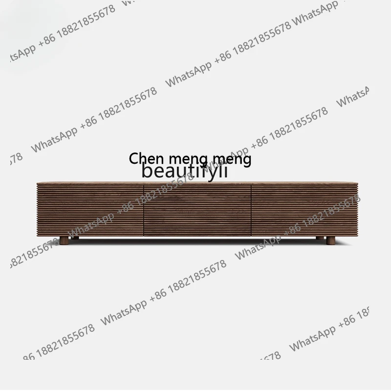 North America Black Walnut Wooden TV Cabinet Simple Solid Wood Drawer Living Room Audiovisual Cabinet Oak Creative Flip Cabinet