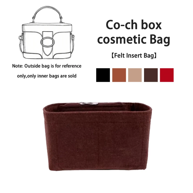 EverToner Innert Bag Felt Insert Liner Purse Organiser Handbag Travel Makeup Internal Bag Fits For C-ach box cosmetic bag