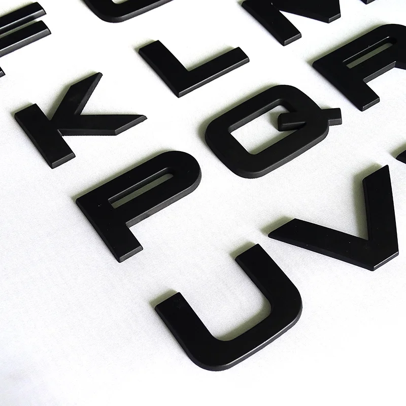 Matt black 32mm high 3d capital letters numbers auto body badge car stickers for RANGE ROVER Chevrolet Chrysler Ford
