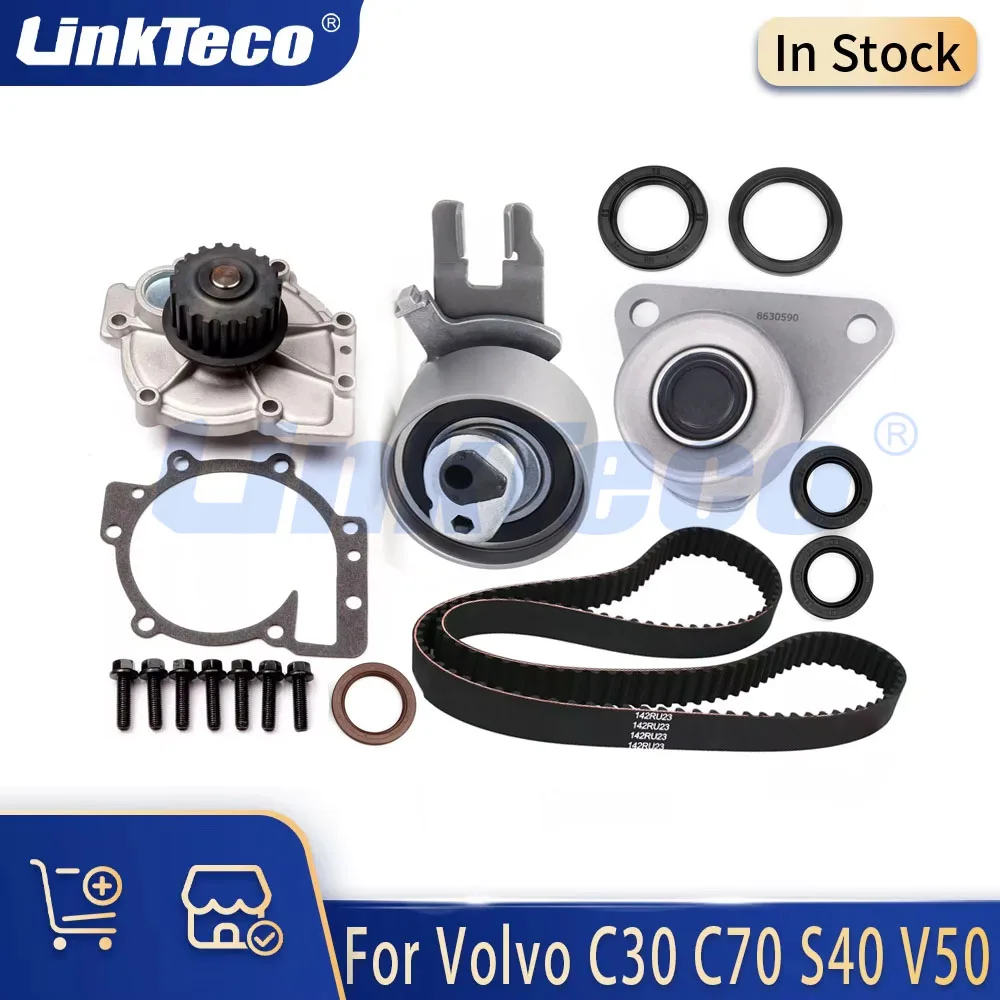 Engine Timing Belt Kit Water Pump Fit 2.3 2.4 2.5 L B5254T B5244T For Volvo C30 C70 S40 S60 V50 V70 XC70 2.3L 2.4L 2.5L T Gas