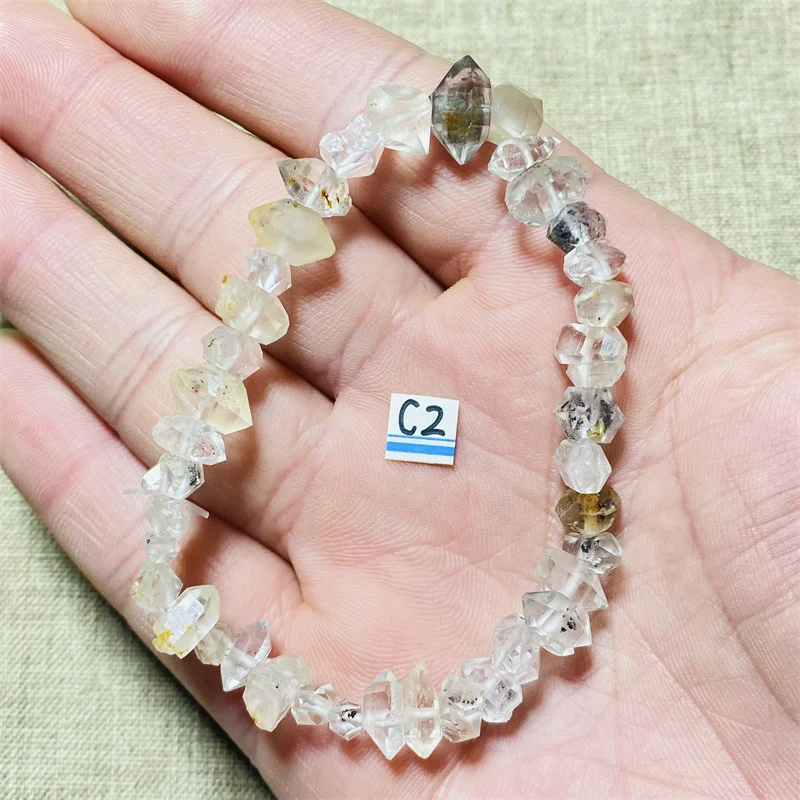 Natural Herkimer Diamond Energy Stone Bracelet Crystal Dot Healing Spirit Gift Home Decorations