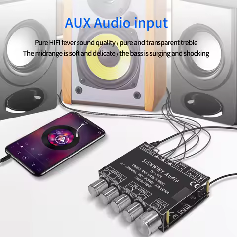 2.1 3 Channel Amplifier Board Bluetooth-compatible 5.1 CS8673E Power Bass Amplifier Board AUX Input Supports Phone APP Control