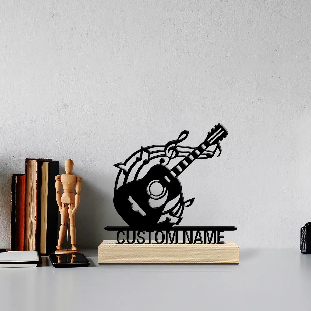 1pc Customizable Wrought Iron Desktop Decoration Customizable Name Equipped with A Wooden Base Home or Office Decorations
