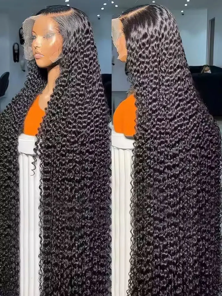 13x4 Джерри Кудрявый Парик Фронта Шнурка 40 Дюймов Глубокие Кудрявые Парики Человеческих Волос 250% 13X6 HD Прозрачный Парик Фронта Шнурка Для Женщин