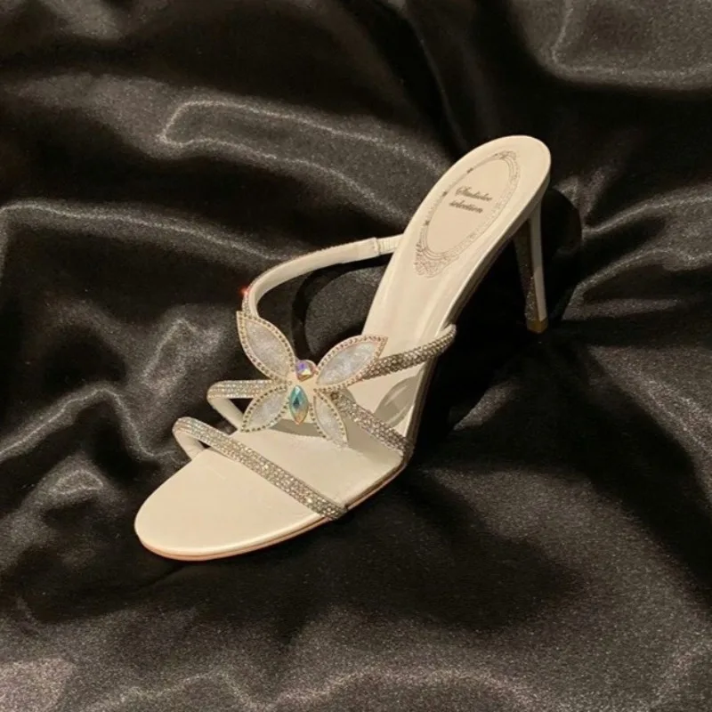Fashion Designer Women Shoes Exquisite Rhinestone Bow High Heeled Sandals for Woman French Romantic Casual Shoes Sandalias Mujer