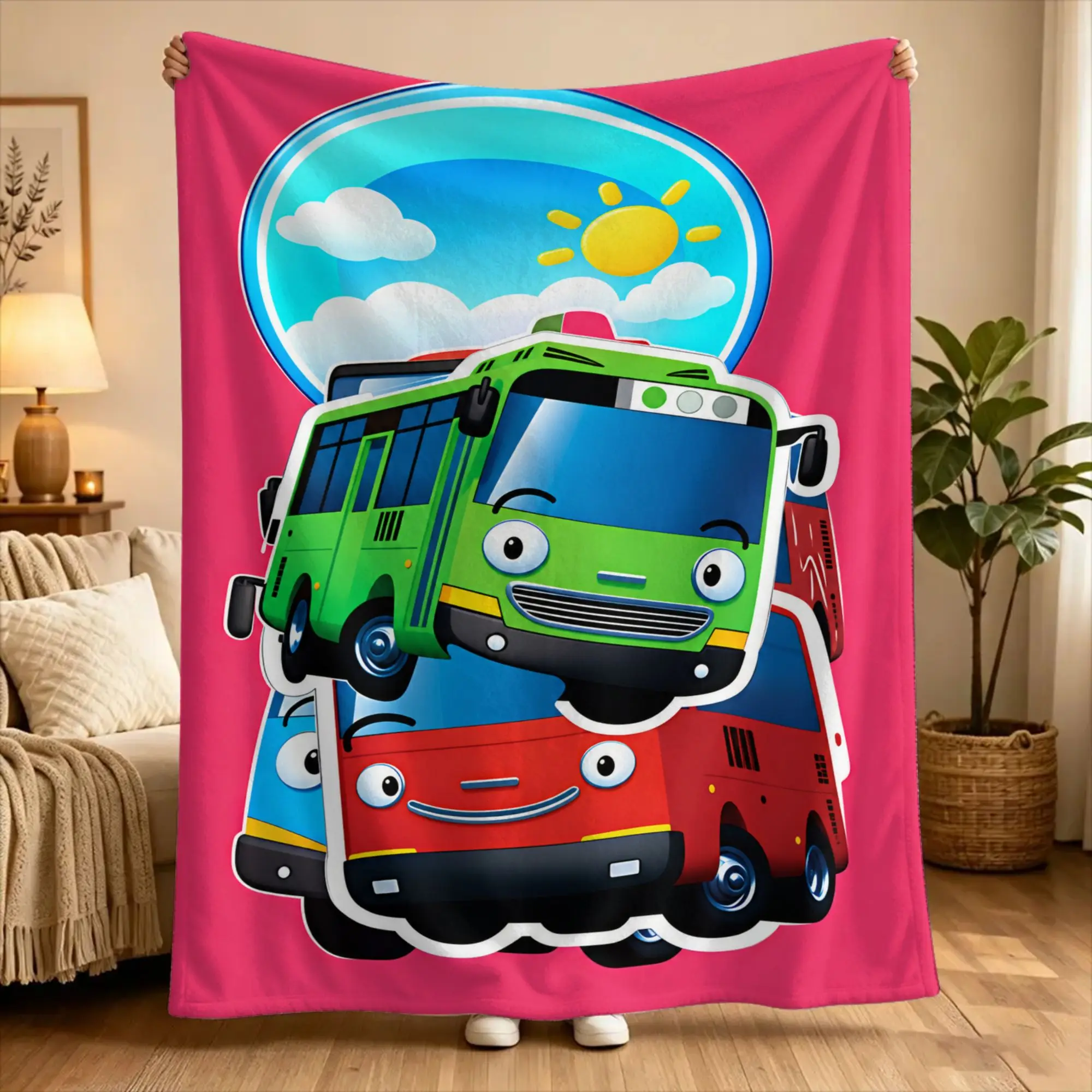T-Tayo the L-Little Bus  Blanket  Warm Soft  Plush Bedding Throws For Couch Chair Airplane Travel Flannel Bedspread Bed Cover