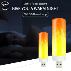 USB Atmosphere Lights LED Flame Flashing Candle Lights Book Lamp for Power Bank Camping Lighting Cigarette Lighter Effect Lights