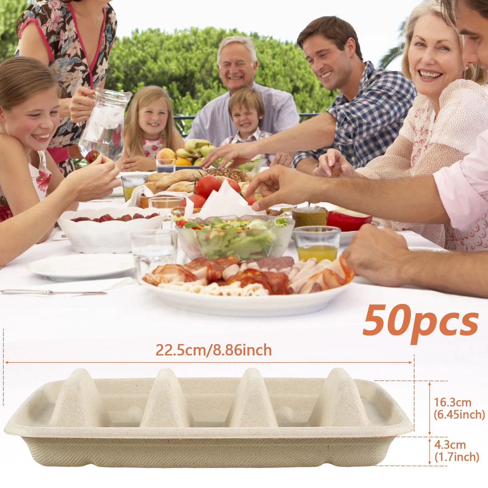 50Pcs Disposable Taco Plates 3 Compartments Taco Serving Plates No Messy Dining Stackable Taco Trays Holder Keep Tacos Upright