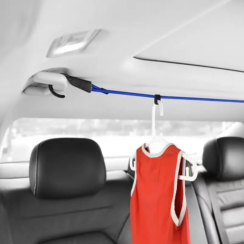 Adjustable Bungee Cord 59/118-Inch Blue Adjustable Stretch Car Clothesline with Wide Opening Hooks for Cars Motorcycle Bikes Bag