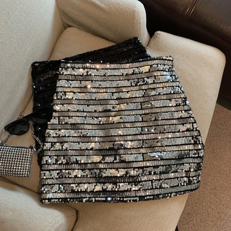 

Мини-юбка с пайетками Y2K для женщин, новинка весны, офисные женские облегающие юбки с высокой талией, модная уличная одежда, супермодель, юбки трапециевидной формы