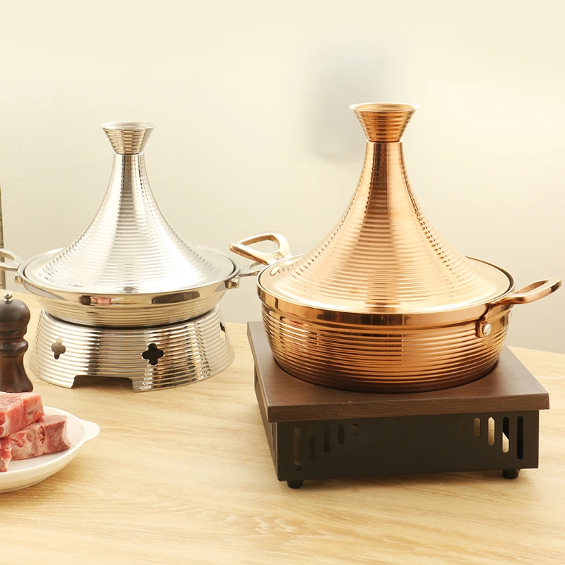 Thai Style Tower-Shaped Alcohol Pot Small Hot Pot Creative Alcohol Stove Golden Restaurant  Shallow Soup Pot Hot