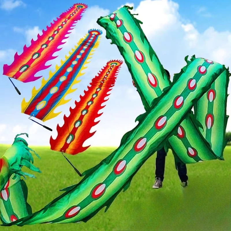 6/8/10Meter Colorful Dragon Dance Ribbon with Retractabl Telescopic Stick Washable Colorfast Stage Performance Prop NewYear Gift