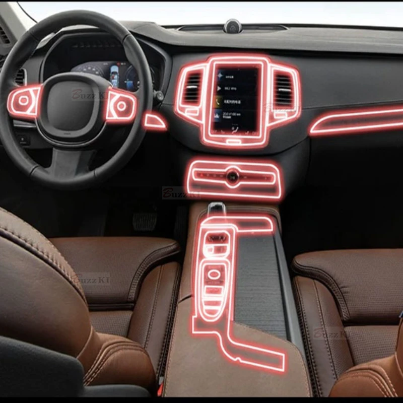 

For 2016-2022 Volvo XC90 Back Air Vent Navigation Central Control Car Film Interior Accessories TPU Transparent Protector Film