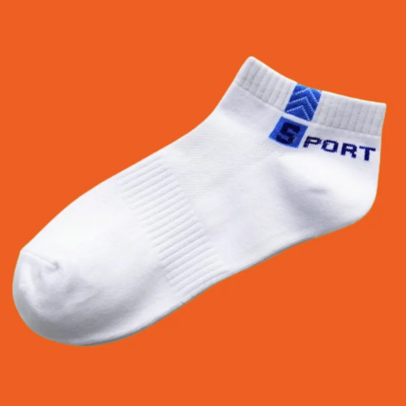 5/10 Pairs 2024 Combed Cotton Breathable Sweat-Absorbent Mesh Sports Socks Men's Cotton Waist Non-slip Fashion Sports Boat Socks