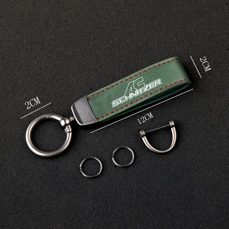 High-Grade Leather Car KeyChain 360 Degree Rotating Horseshoe Key Rings For AC SCHNITZER M E46 E60 Car KeyChain Car Accessories