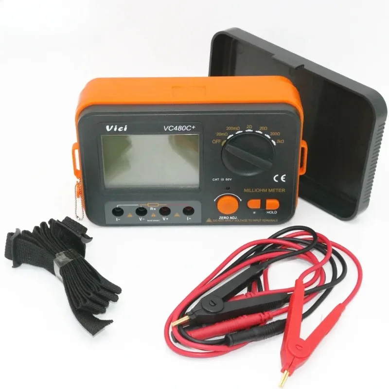 VC480C+ Digital Milliohm Meter Precision Low Resistance Tester 6 Ranges 0.01Mohm To 2Kohm 4 Wire Test Multimeter Backlight
