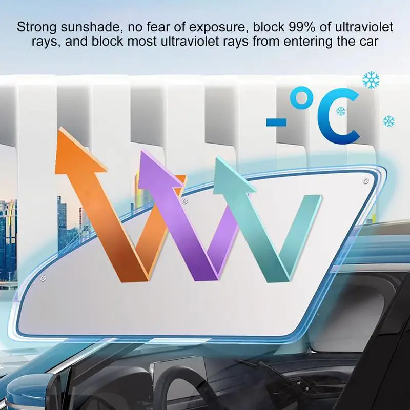 

Car Window Shades Titanium Silver Car Curtain Sunshade Thermal Insulation UV Protection Strong Suction Cup Privacy Sun Shade