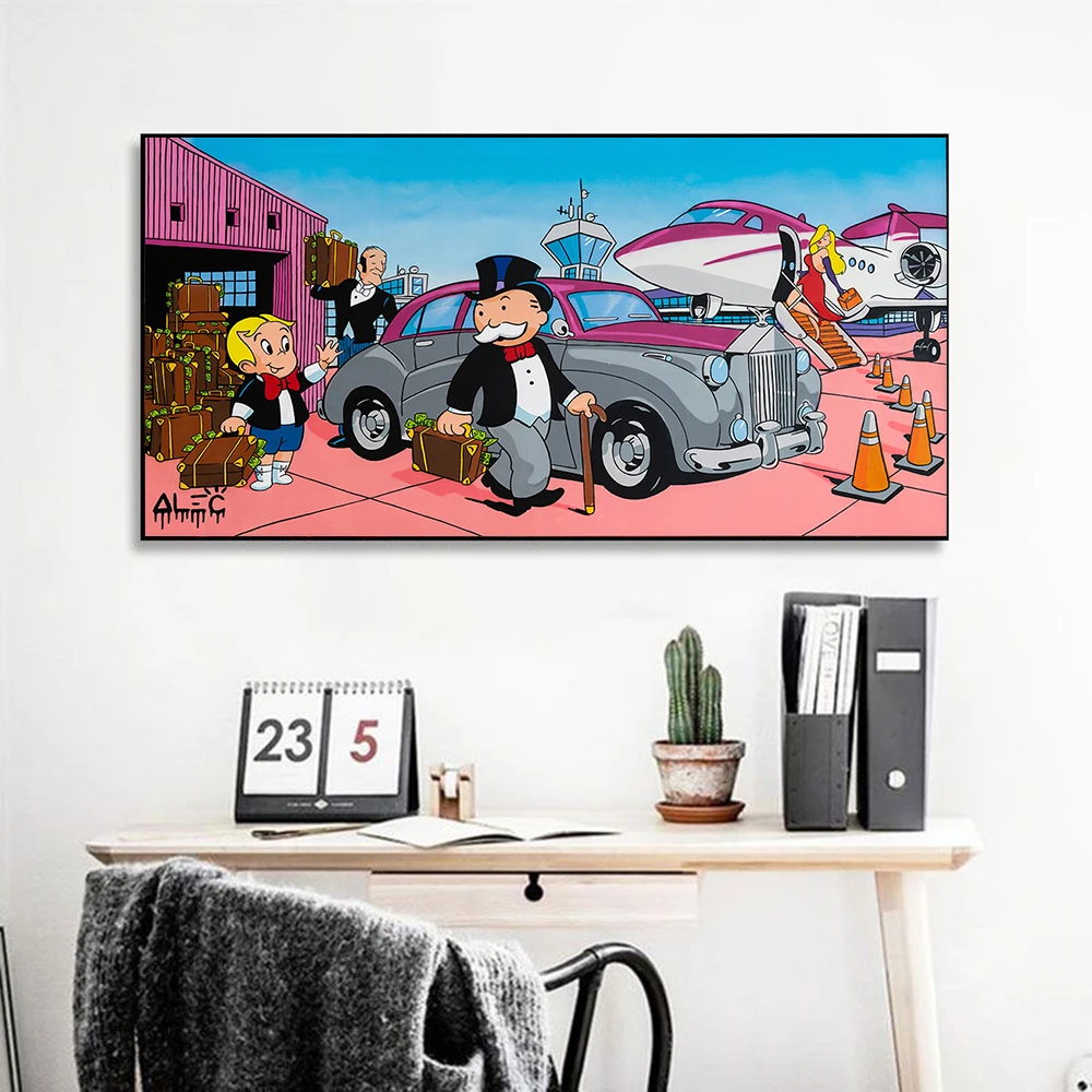 Alec Monopoly Graffiti Art Canvas Paintings Cartoon Anime Poster and Prints Wall Art Picture for Living Room Home Decor Cuadros