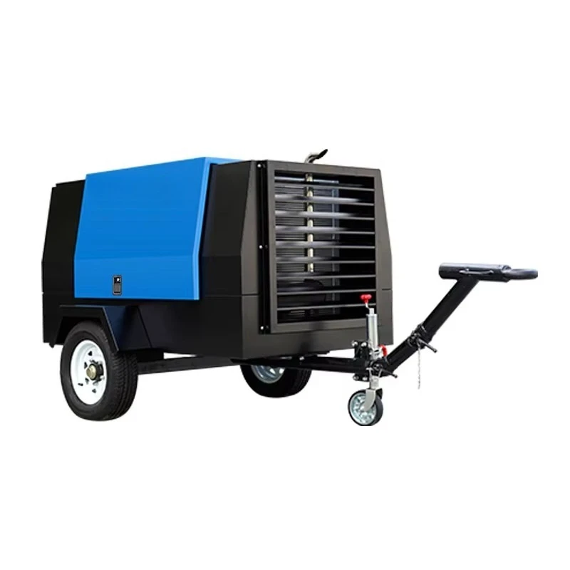 Customized 250 Cfm Towable Drilling Diesel Engine Mobile Portable Screw Air Compressor For Mining Construction