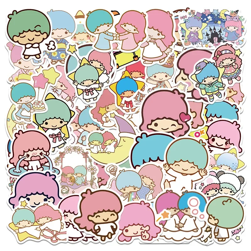 สติกเกอร์การ์ตูนอะนิเมะ Sanrio แบบไม่ซ้ำกันน่ารักลายดาวคู่เล็กๆน้อยๆ50ชิ้น