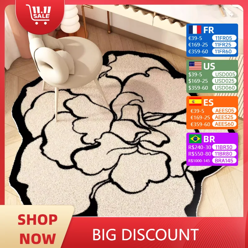 

Carpet for Living Room Simple Large Area Plush Bedroom Bedside Rugs Special-shaped Art Pattern Soft Cloakroom Mats Alfombra 담요