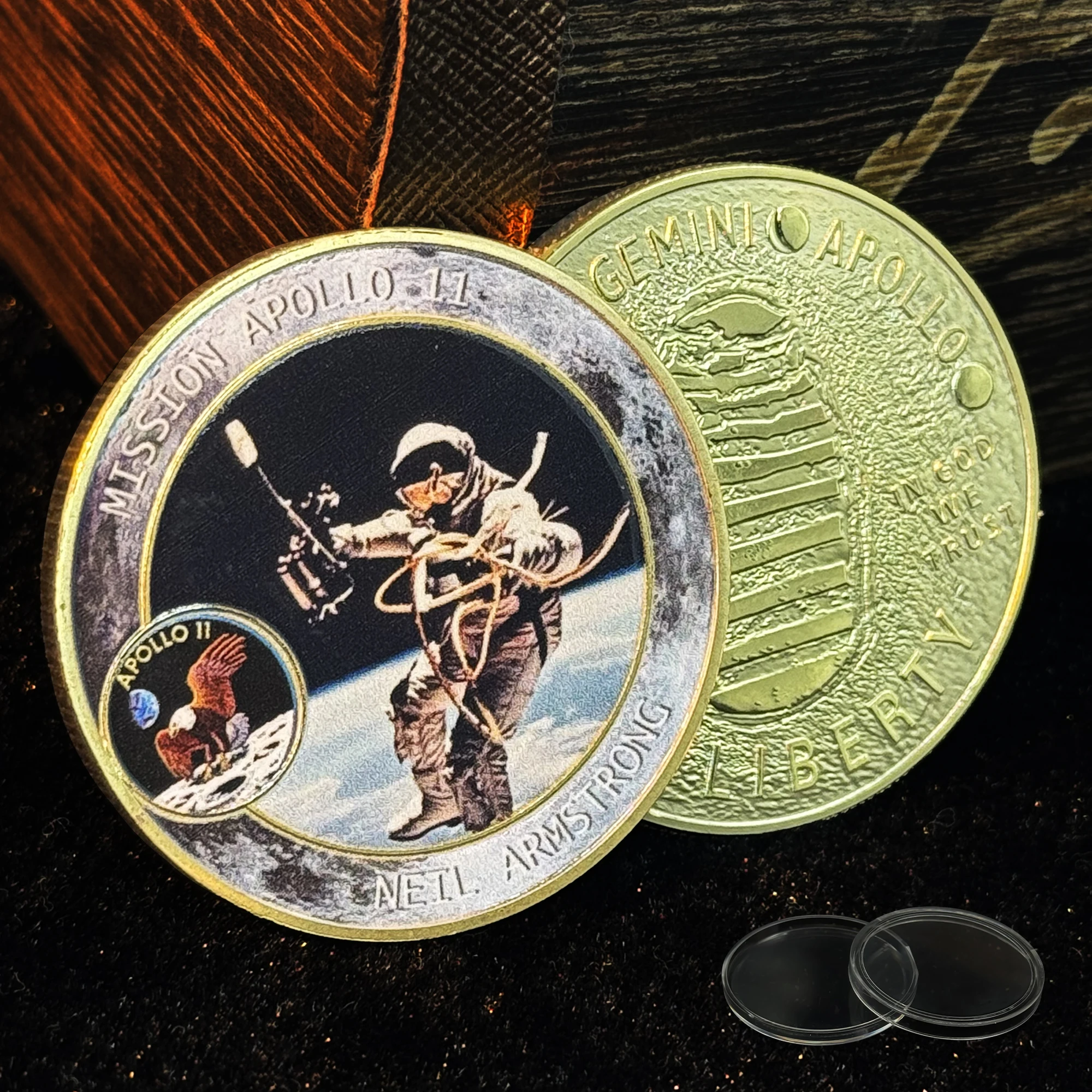 2019 أبولو مون الهبوط 50th الذكرى طبق الاصل عملة تذكارية الفضاء ميدالية تذكارية استكشاف الهدايا التذكارية القمرية