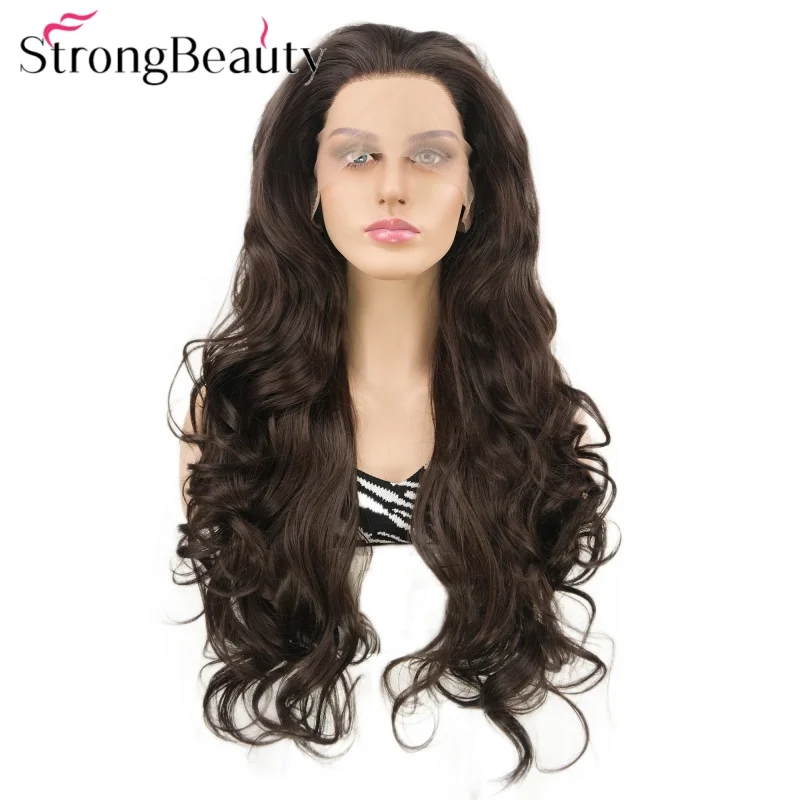 

StrongBeauty Длинные волнистые синтетические парики спереди, женский парик, термостойкие волосы