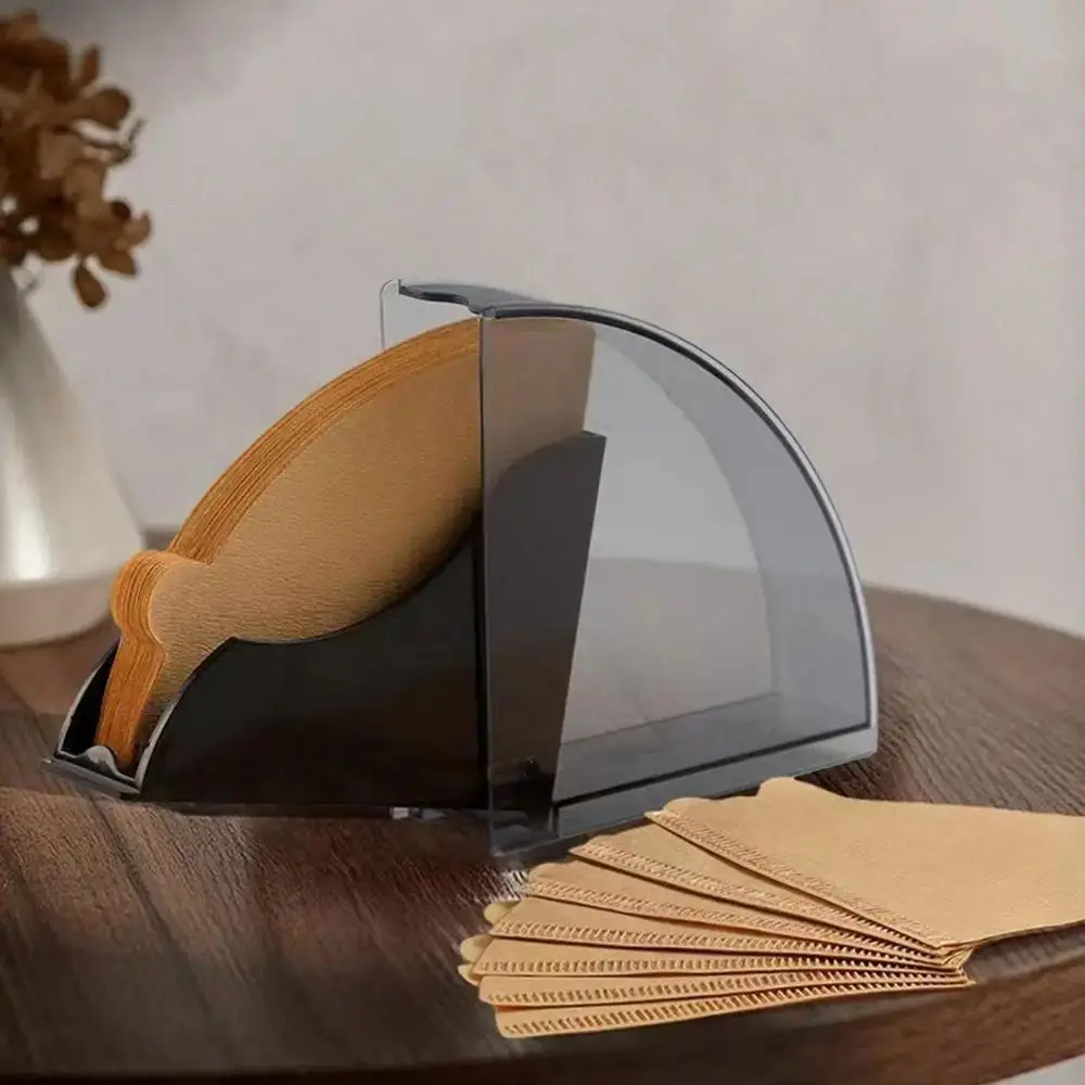 Dust-proof Coffee Filter Paper Box Compact Hand-operated Napkins Dispenser Space Saving Acrylic Cover Coffee Filter Paper Holder