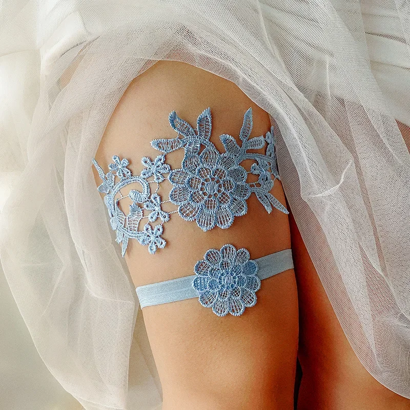 ใหม่ลูกไม้ขา Garter เข็มขัดสาวเซ็กซี่เจ้าสาวงานแต่งงานคอสเพลย์ยืดหยุ่น Appliques ขา Garter เข็มขัด