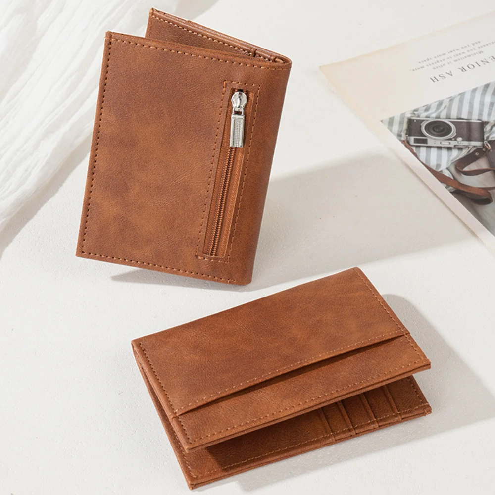 محفظة رجالية من جلد البولي يوريثان ذات سعة عالية، فتحات متعددة للبطاقات، حامل بطاقة الائتمان، حقيبة عمل عتيقة، محفظة أعمال عصرية #5