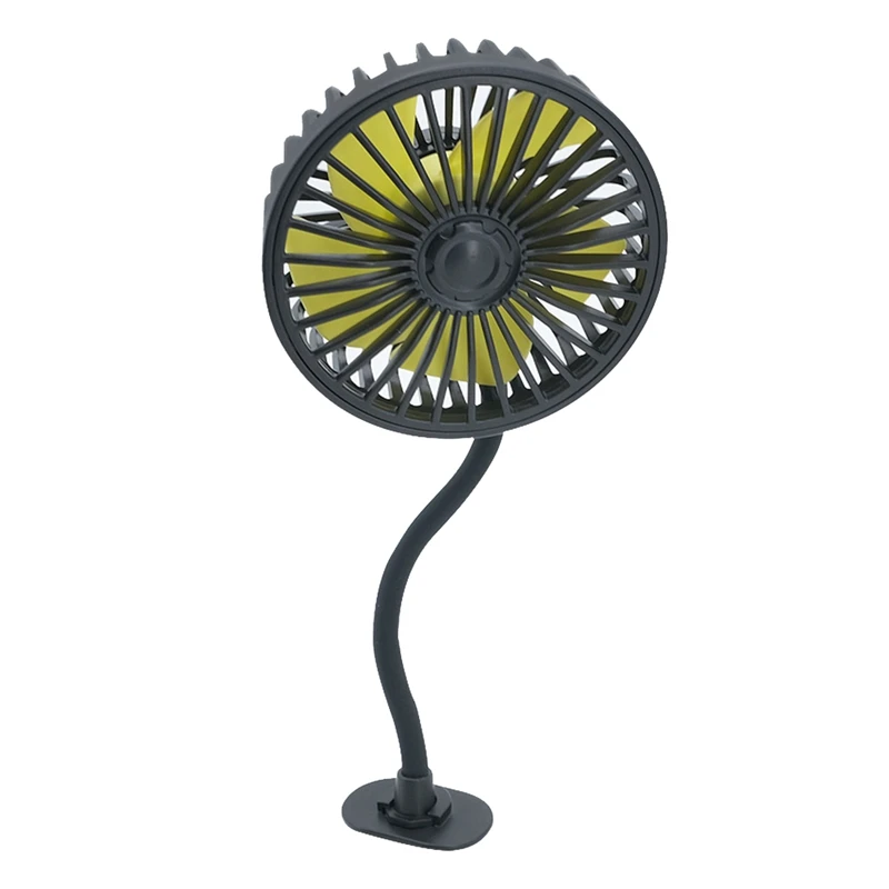 USB Car Fan For Backseat Car Cooling Fan 3 Speeds Strong Wind 5V Fan + Adjustable Clip