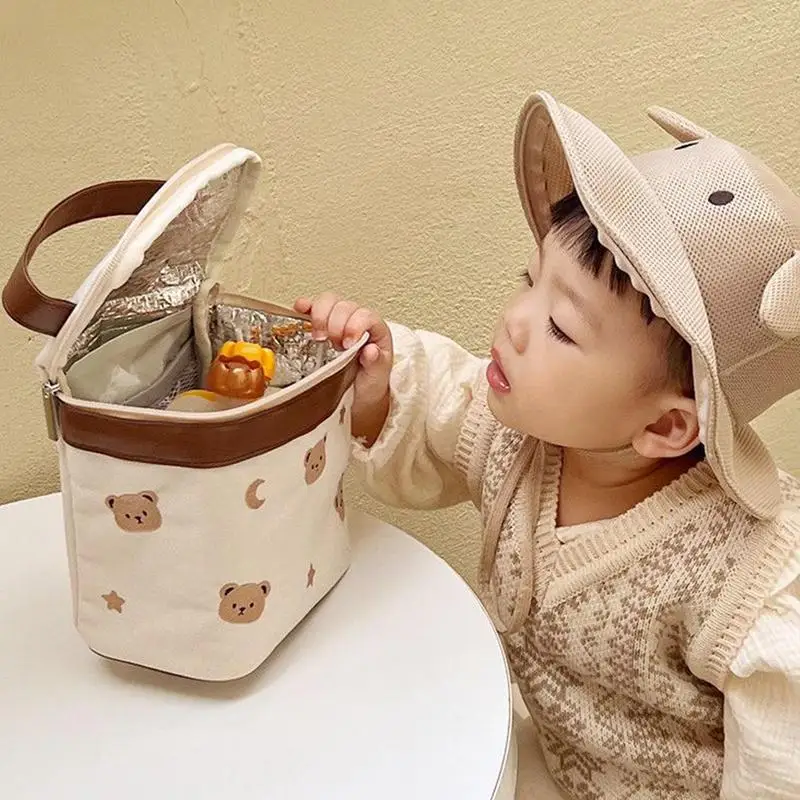 Cooler Bag Cute Thermal Lunch Bags For Women Reusable Foldable Work Meal Carrier Travel Food Storage For Picnic And Camping