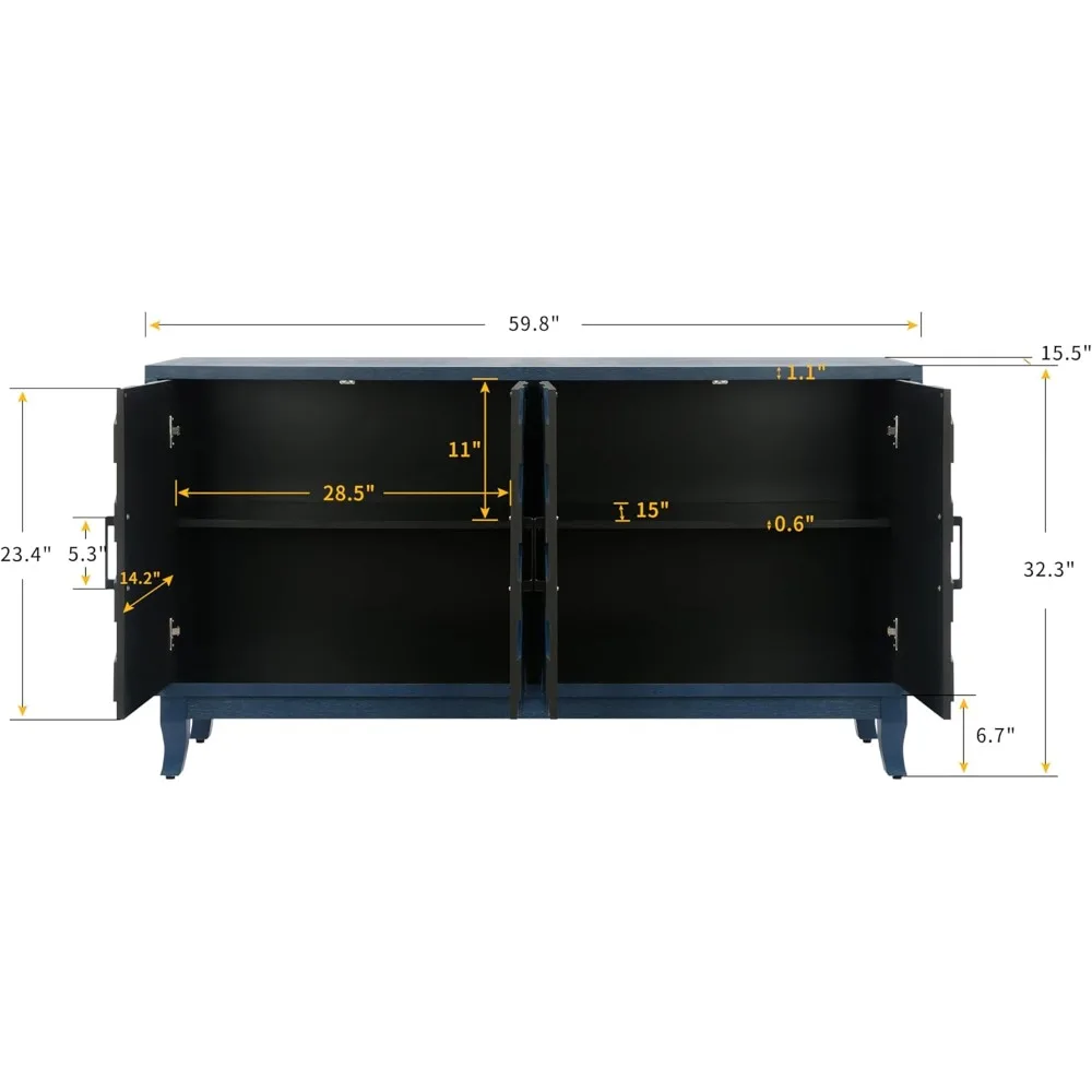 4-door retro buffet cabinet, 59.8 