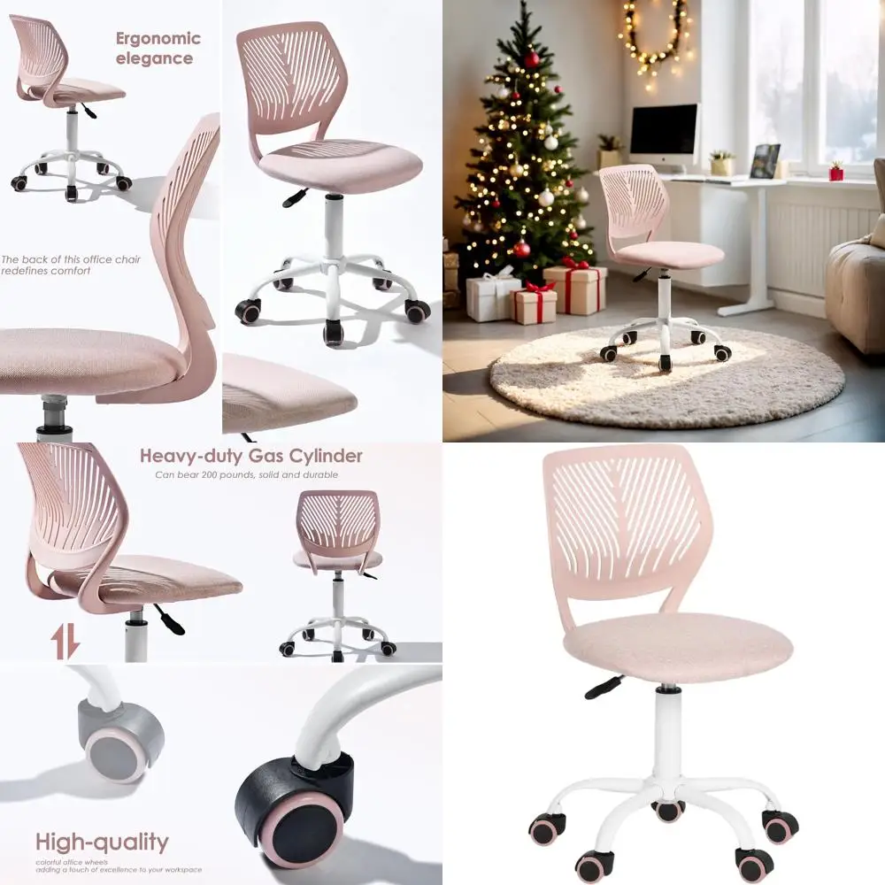 

Colorful Mesh Padded Swivel Chair, Adjustable Height Desk Chair for Kids and Teens, Suitable for Study and Computer Use (Pink)