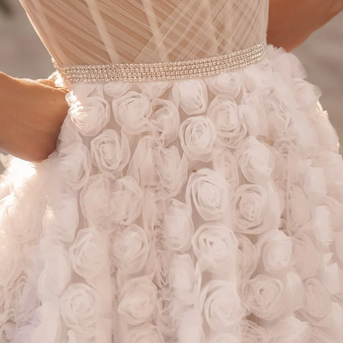 Eenvoudige bloem lieverd tule baljurk trouwjurken voor bruid lang een lijn gezwollen bruidsjurk voor bruid vestidos novia