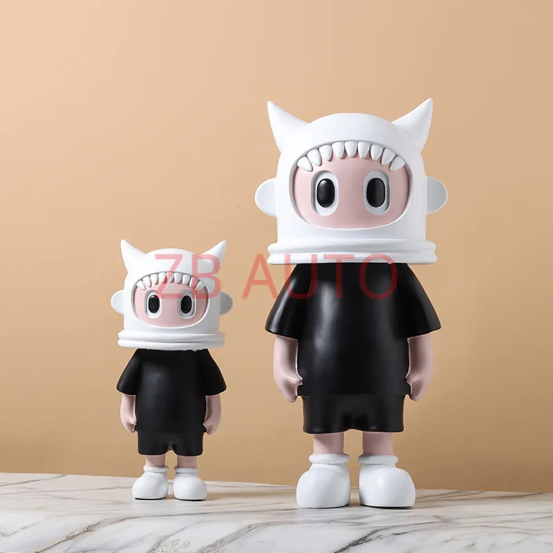 Cute teeth helmet hood boy portrait ornaments trendy toy doll figure TV cabinet bedside table entrance hall accessories