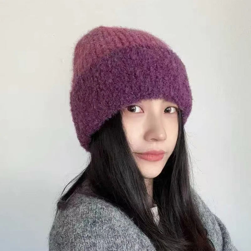 Winter Hüte Für Frauen Kaninchen Fell Gestrickte Mützen Frau Gekräuselt Worden Verdickt Warm Halten Motorhaube Baggy Cap Weibliche Weiche Beanie Ski Cap