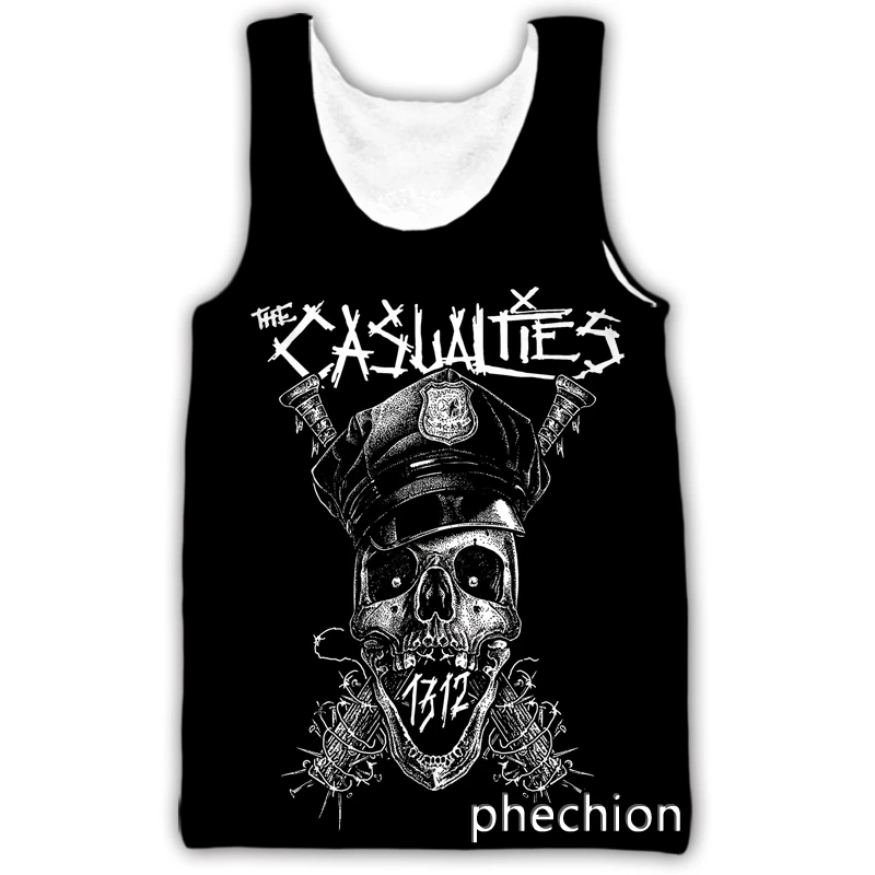 phechion New Fashion Men/Women The Casualties Band 3D Printed Sleeveless Vest Streetwear Men Loose Sporting Tank Top A247