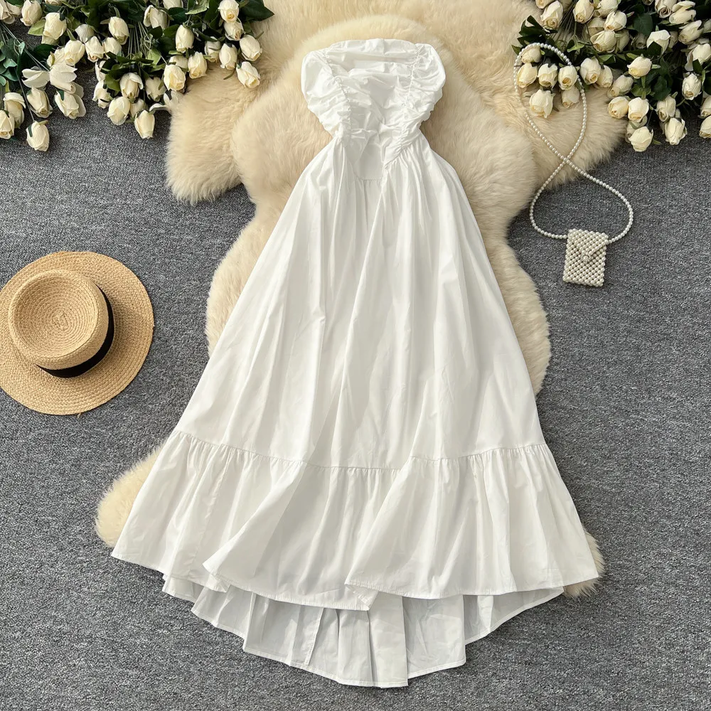 

Women Dress Long Dresses Strapless Vestidos Y2k Streetwear Sexy Elegant Splice Party Night Sleeveless High Waist Slim Fit 2026