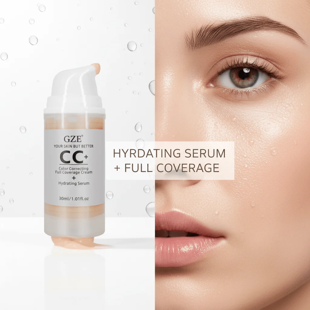 كريم GZE CC+ مع مصل |   كريم أساس لتصحيح الألوان بتغطية كاملة |   ترطيب، يمنح لون البشرة، يغطي العيوب والهالات السوداء