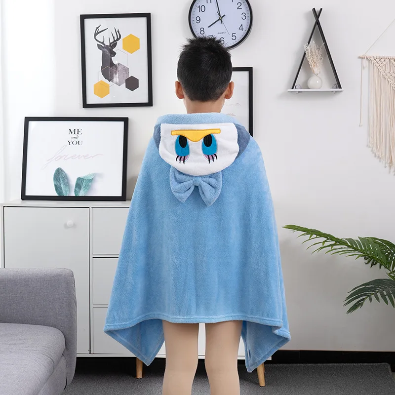 

Coral Fleece Children Bath Towel Cartoon Cute Thick Soft Warm Children's Bathrobe Cape With Hood Quick-drying Bath Shower Towel