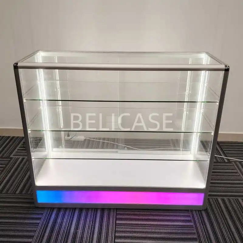 

2025 customized.60inch retail store glass smoke shop showcase kiosk aluminum frame display showcase full version show ca