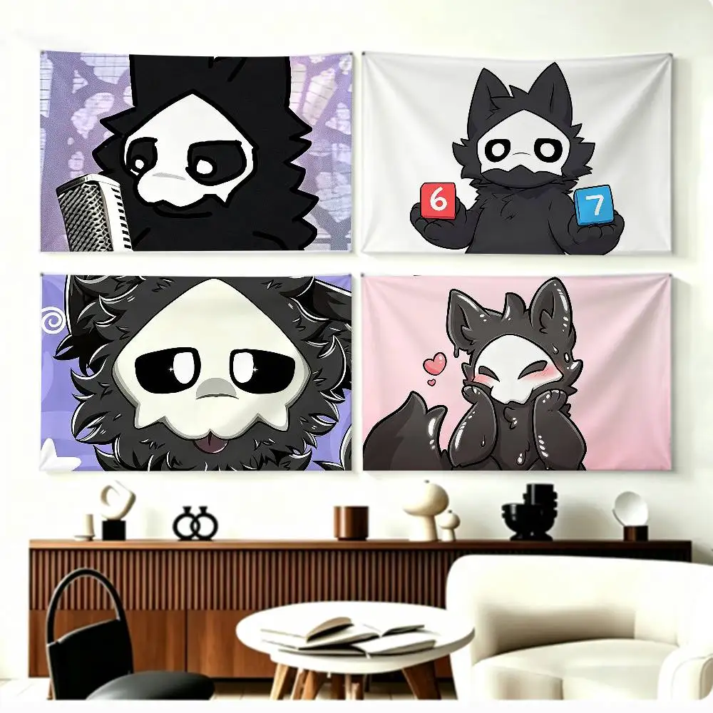 Dark Scene-Furry Art P-Puro Changed Flags Wall Hanging Background Art Banner for Bedroom Home Outdoor