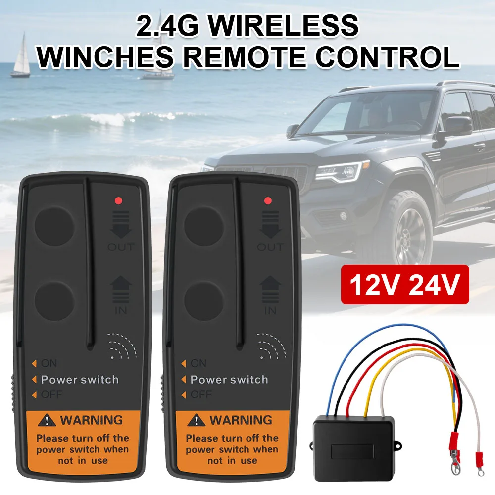 Car Wireless Remote Control Recovery Kit 2.4G 12V 24V for Jeep Off-road ATV Trailer Universal Electric Winch Switch Controller
