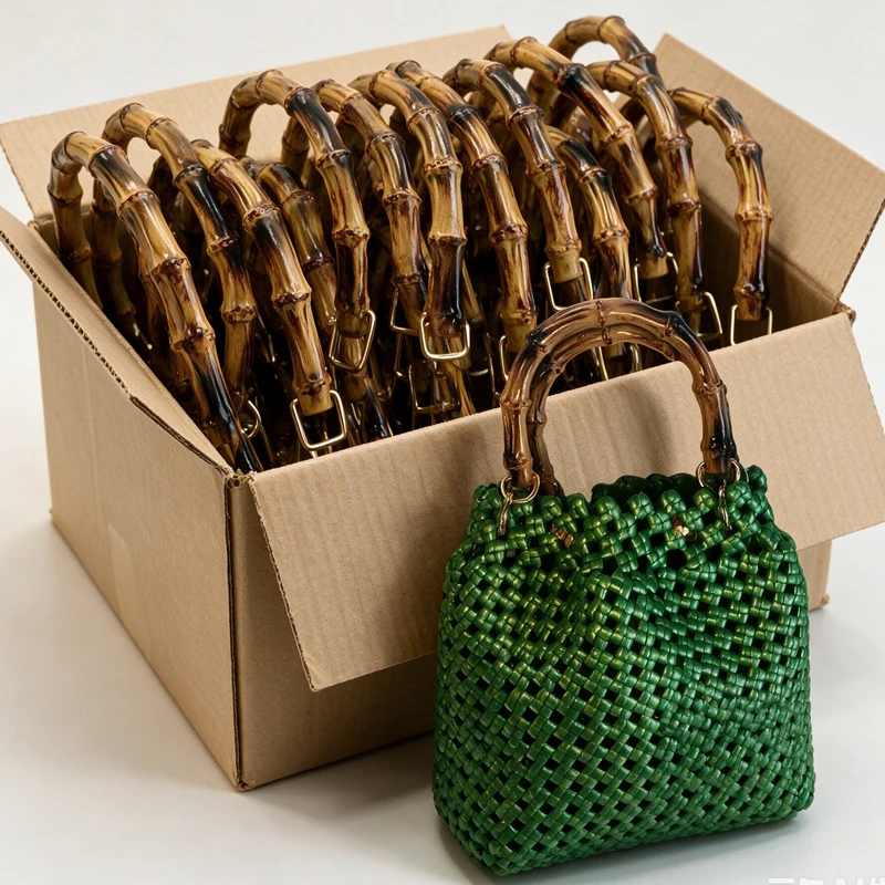 1-2pcs New Circular Shaped Handles Bucket Bag Wooden O-shaped Handle DIY Luggage Accessories Imitation Bamboo Bag Handles