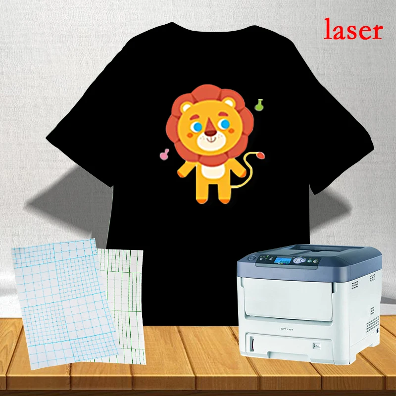 A4 10Pcs Laser Heat Transfer Paper Dark/Light Colours White Laser Printer For DIY T-Shirt Light/Dark Black Fabric Transfer Paper