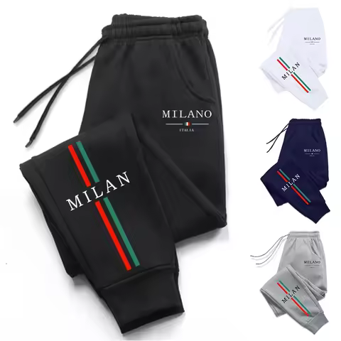 2025 Hot Sale Milan City Printed Jogger Pants High Quality Men's Autumn Winter Casual Sports Sweatpants Outdoor Running Wear