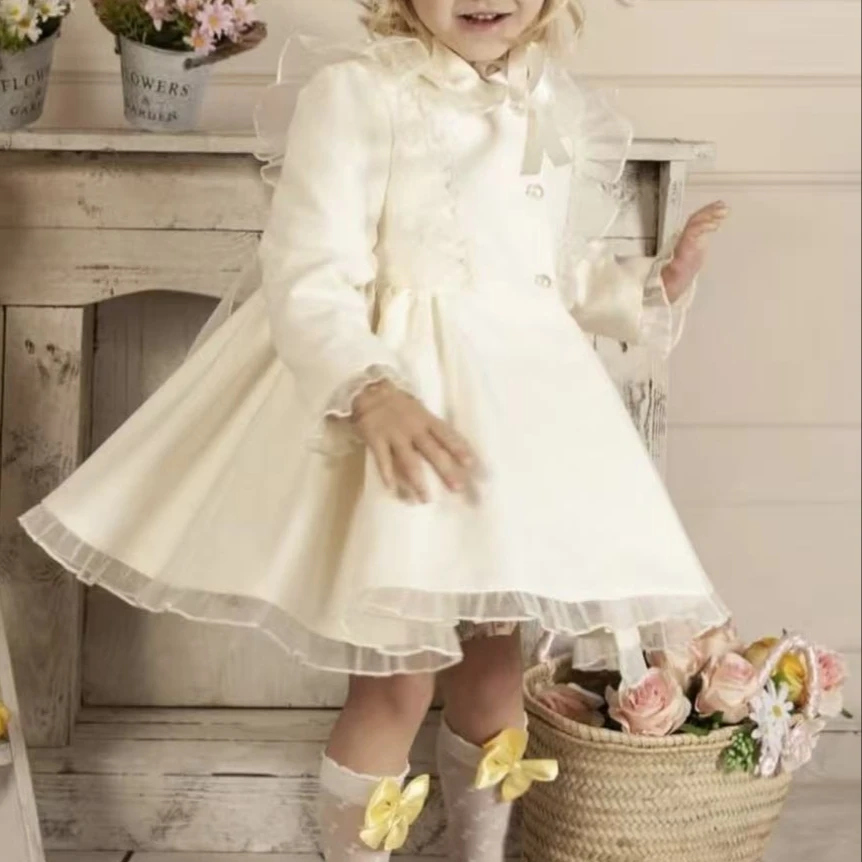 

1-12Y Baby Girl Autumn Winter White Fur Coat With Bonnet For Casual Eid C233