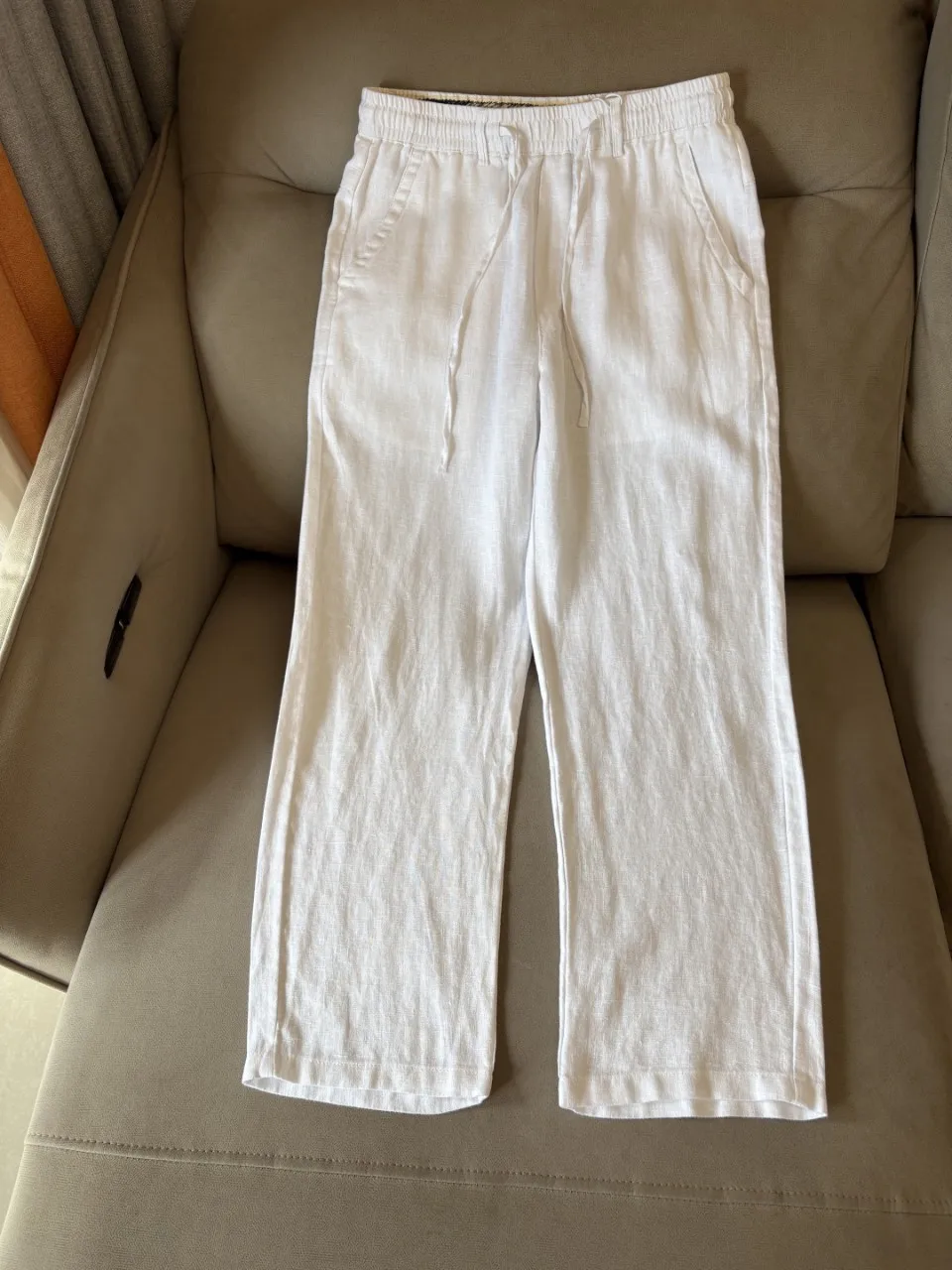 

Мужские брюки Loro из высококачественного льна, повседневные, с эластичным поясом, винтажный дизайн, мягкие и гладкие, прямого кроя, нейтральные цвета, высшее качество